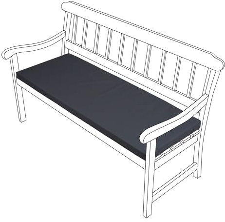 Bean Bag Bazaar Outdoor Bench Seat Pad Cushion, Charcoal Grey, 108cm x 45cm, Two Seater, Fibre Filled, Water Resistant Cushions for Garden Bench or Swing