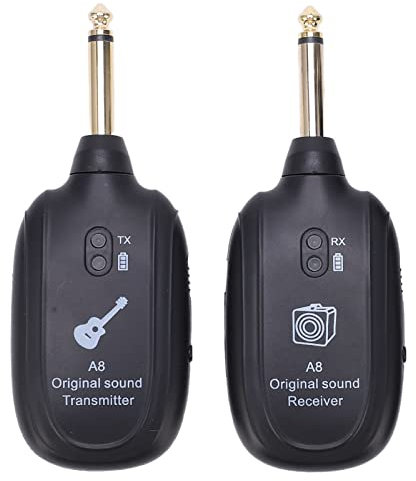 Kabelloses Gitarrensystem, Kabelloses Gitarren Sender Empfänger Set, Zubehör Set für Gitarren Tonabnehmer, Wiederaufladbarer Audio Wireless Sender Empfänger für Instrumente