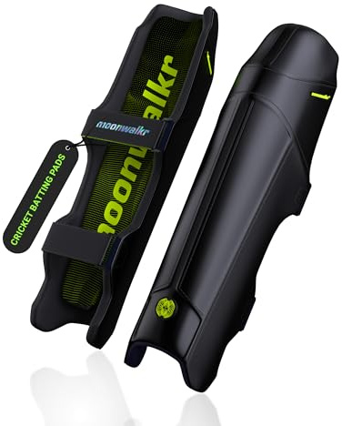 moonwalkr Cricket benskydd 2.0 skyddsutrustning för unisex av batteriets höjd (5'9–6'2) cricketdynor Batters benskydd och perfekt för att springa mellan wickets (svart, stor)
