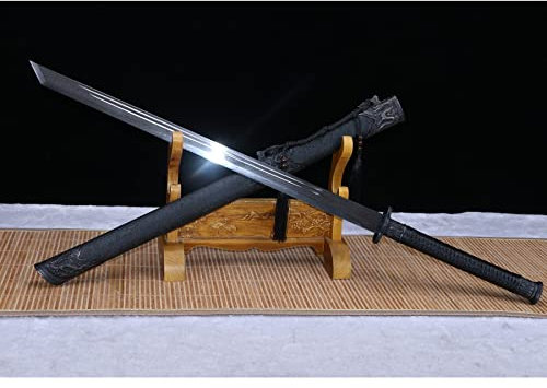 LQSMX sword 43.3 in Broadsword/scharf/Chinesisches Kampfsportmesser Katana Schwert echt Samuraischwert Handgefalteter geschmiedeter Damaskusstahl
