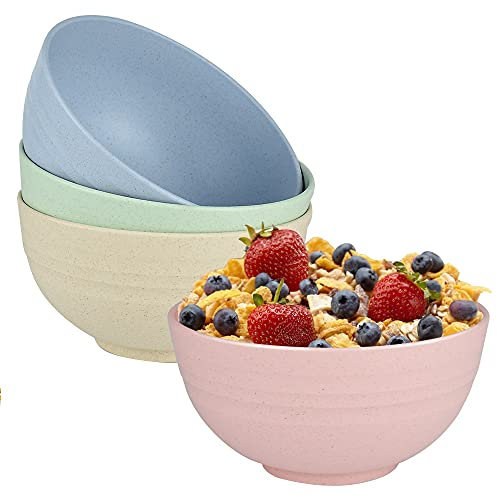 Maidyna Cereal Bowls Unbreakable, Set of 4 Large Soup Bowls for Adults & Kids Safe for Dishwasher & Microwave, Eco-Friendly Reusable