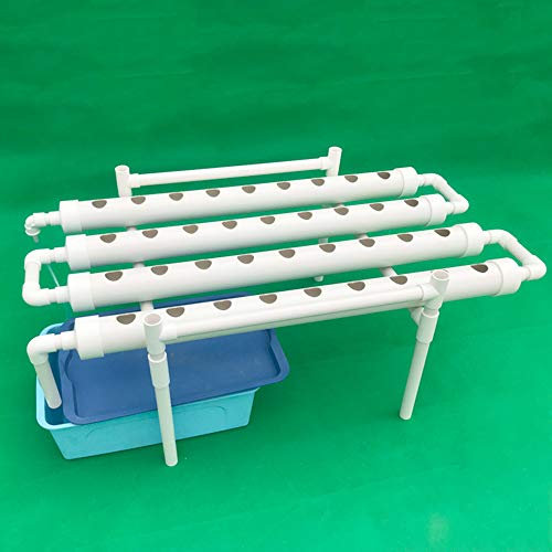 Hanmorfarbi Hydroponisk odlingssystem med 36 växtplatser 1 lager hydroponisk odlingssystem, bottenbesparande odlingsrör med förtjockningsfog, vattenpump, automatiskt bevattningssystem, PVC-U, vit