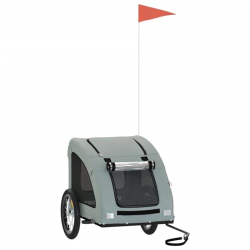 vidaXL Grey Pet Bike Trailer - Oxford Fabric and Iron Material with PVC Cover and Load-bearing Board - Ideal for Small Dogs and Pets