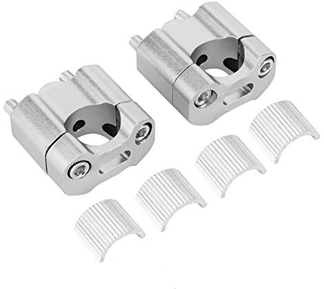 1 Par Elevadores de Manillar, 22mm/28mm Adaptador Universales, Abrazadera de Montaje de Barra de Manillar de Motocicleta de Aleación de Aluminio CNC(Plata)