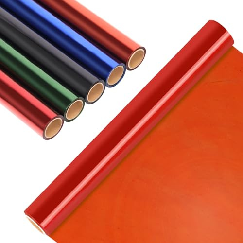 Glarks 1 Rotolo 98.42FT X 15.74 '' Cellophane Wrap Rotolo Trasparente Rosso chiaro Cellophane Wrap Rotolo Cellophane Sacchetti di Cellophane Cesto Regalo Wrap Cello Wrap
