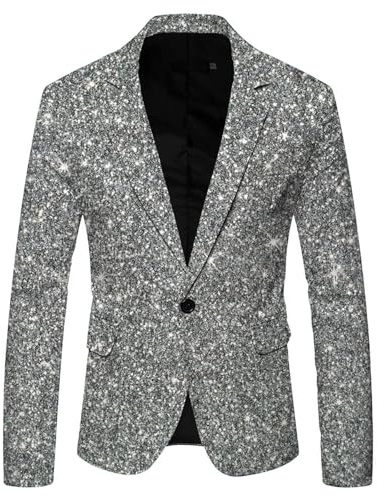 Blazer de lentejuelas para hombre, chaqueta deportiva ajustada, chaqueta para hombre, disfraz de carnaval, negocios, brillante, elegante, chaqueta de traje para bodas, fiestas, festivos, con un botón,