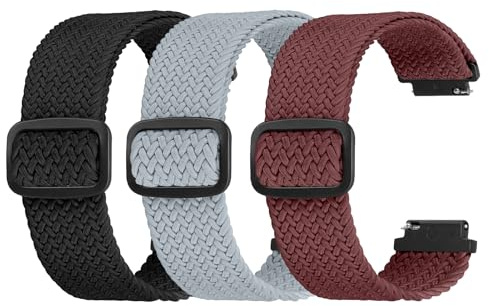 Ecogbd Elastiskt nylonarmband, ersättningsarmband, 16, 18, 20 och 22 mm, klockrem med snabbkoppling, sportrem i mjukt tyg, justerbar och ventilerande, för kvinnor och män