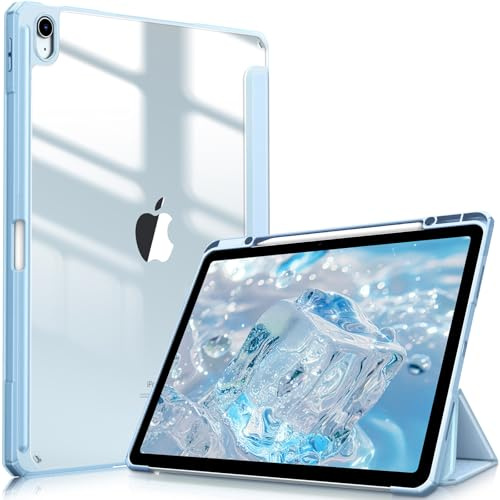 Fintie Hybrid Hülle für iPad Air 13 Zoll M4/M3/M2 (2026/2025/2024) mit Stifthalter - Stoßfeste Schutzhülle Case mit transparenter Hartschale auf der Rückseite für iPad Air 13 Zoll, Himmelblau