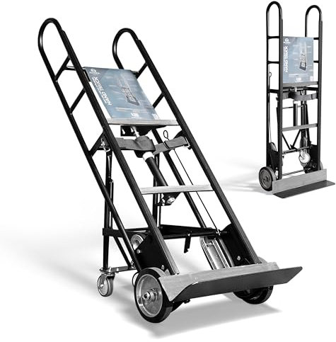 Olympia Tools 1200lbs Appliance Auto-Recoil System Hand Truck - Heavy Duty Hand Cart - Industrial Stair Climbing Furniture Dolly - Dual Aluminum Hand Truck & Rubber Treads Wheels for Stairs Climber