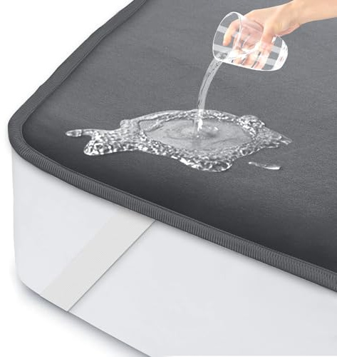 ohano Matratzenschoner 140 x 200 cm wasserdicht Inkontinenzunterlage waschbar, Matratzenschutz wasserdicht, Matratzenüberzüge, Inkontinenz Bettunterlage,wasserdichte Matratzenauflage-Dunkelgrau