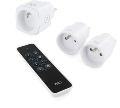 Kit 2 Prises on/Off et télécommande DiO + Prise DiO Connect Power Meter - WiFi + 433 MHz
