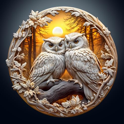 Puzzle in legno per adulti, 300 pezzi, con gufo 3D, puzzle in legno, 34 x 33,5 cm, puzzle in legno irregolare, unici a forma di animale, per adulti, bel regalo per la famiglia e gli amici