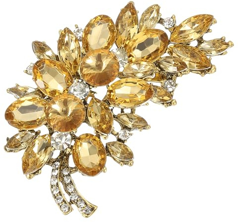 PATIKIL Spilla Foglia Fiore Strass, Spilla Foglia Vintage Cristallo Moda per Abiti Donna Completi Abiti Abito Bouquet Cappotto Cappello Borsa Artigianato Festa, Marrone