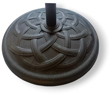 Pincho Base Soporte Parasol Jardin 19kg, Pie de Sombrilla Ø55cm, Base Pesada para Sombrilla Terraza y Jardin, Soporte de Resina Cemento negro con Diseño Decorativo, Adaptable a Tubos de 38mm y 48mm