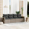 IKAYAA 4-TLG Balkon Sofa, Rattan Sofa 3 Sitzer, Rattan Sofa Outdoor, Gartensofa 3 Sitzer, Gartensofa, Lounge Möbel Outdoor, Garten Loungemöbel Set, mit Kissen Poly Rattan Grau