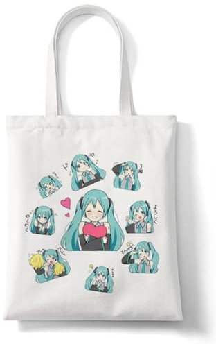 Miku - Bolsa de lona con estampado de anime, bolsa de hombro de gran capacidad para escuela, compras y uso diario (38 x 33 cm), tipo 8, 38x33 CM