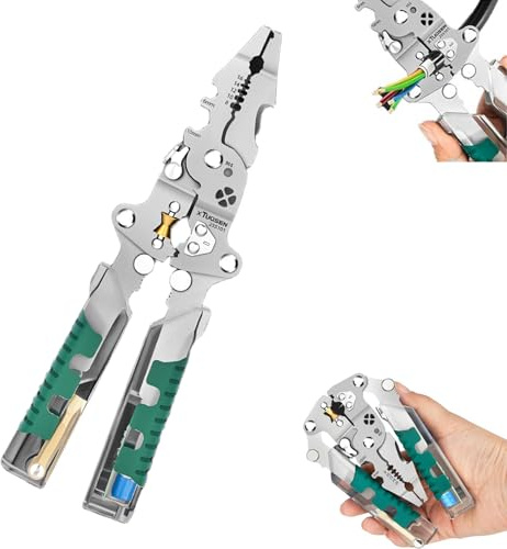 Tuvilo Electrical Pliers - Folding Stylus Screwdriver Wire Stripper, Insulated Multitool with Voltage Tester for Electricians (1Pcs)