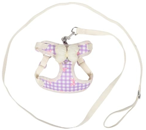 BELLIFFY 3kg Imbracatura per Cani Quadri in Rete Traspirante con Fiocco Regolabile per Piccoli Cani e Gattini Set con Guinzaglio per Passeggiate Sicure e Addestramento