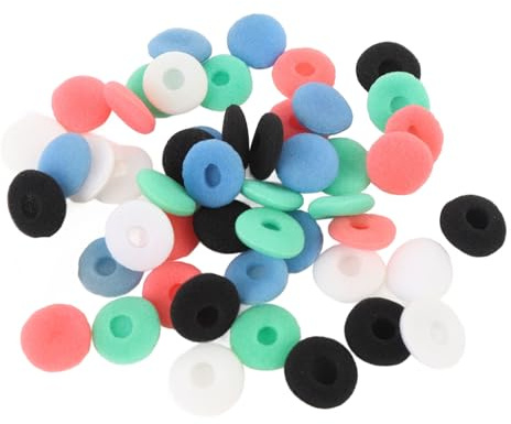 Annadue Bekvämt öronsnäcka Svampskydd 50 St Svart Vit Röd Blå Grön 15 Mm Brusisolering Sponge Sponge för de Flesta Hörsnäckor med Förbättrade Baseffekter