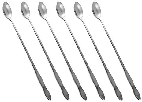 HornTide Ensemble de 6 cuillères à mélanger 6 pièces Ensemble de cuillères à poignée longue de 10 Inch 26 cm pour crème glacée Boisson fraîche jus de fruits Assortiment de cocktails et plus