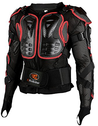 RIDBIKER Motorcycle Full Body Armor Protector Removable Racing Jacket Motocross Spine Chest Motocross Protective Shirt (Red, XL)