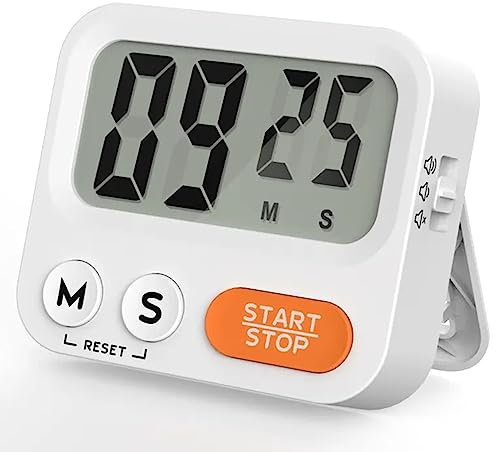 Magnetic Kitchen Timer Clock – Digital Audio and Visual Timer – with Battery – Loud Beep Sound with Volume Control – Multipurpose Digital