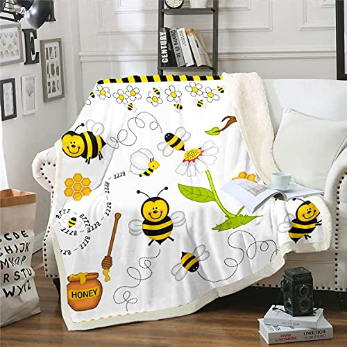 Homemissing Coperta Sherpa con margherite e girasole, miele, camomilla, fiori in pile, per letto matrimoniale