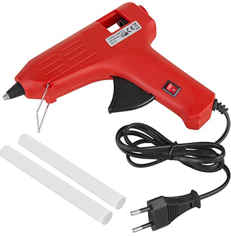 Maclean MCE432 Pistola de pegamento caliente 40W + 2x barras de pegamento caliente Barras de pegamento transparentes para manualidades y reparaciones Pistola de pegamento caliente