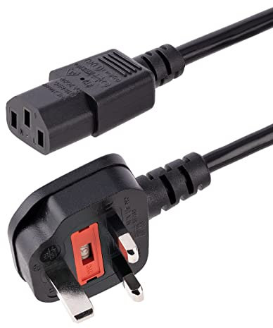 StarTech.com 3ft (1m) UK Computer Power Cable, BS 1363 to C13, 18AWG, 10A 250V, Replacement AC Power Cord, Kettle Lead/UK Power Cord, PC Power Supply Cable, TV Power Cable (BS13U-1M-POWER-LEAD)