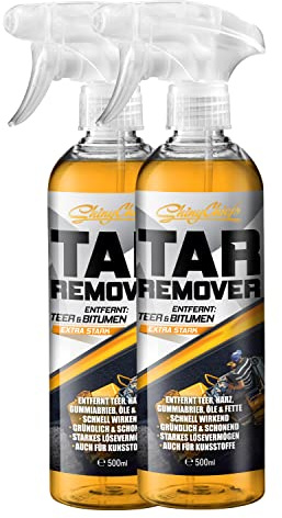 ShinyChiefs Tar Remover- Schnell wirkender Teerentferner Auto - Entfernt Teer, Bitumen sowie Harz-, Fett- und Ölverunreinigungen von Allen Oberflächen - Extra Starkes Teer-Entferner-Spray, 2x500ml