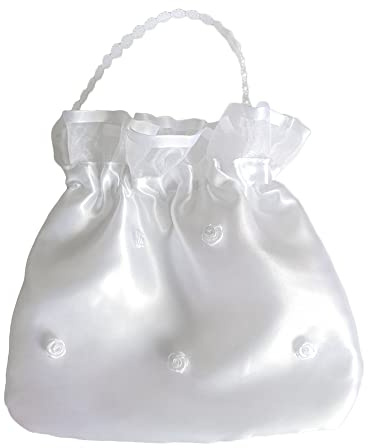 Zasvec Sacs de Mariée en Satin Blanc Sac à Main Mariage Satin Bourse de Mariée Sac de Communion Mariée Sacs de Mariage Pochette de Mariée pour Femmes Fête de Mariage