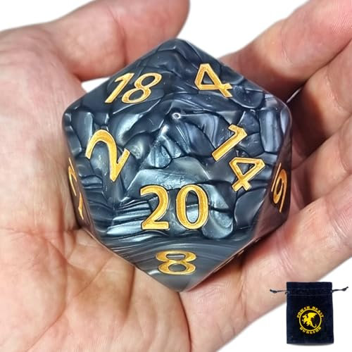 Titan Dice Dungeons and Dragons – Großer 55 mm großer D20 + Würfelbeutel, polyedrisches Set, D&D, Pathfinder