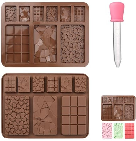 2 Stück Silikon Schokoladenformen Und 1 Stück Tropfer, DIY-Schokoriegelformen, Süßigkeitenformen, Silikon Backformen, Geeignet Für Die Herstellung Von Schokolade, Kuchen Und Süßigkeiten
