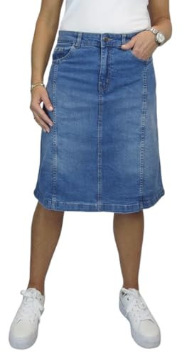 Knielanger A-Linien-Rock Aus Stretch-Denim Für Damen Mittelblau Verblasst 36-48 (46)