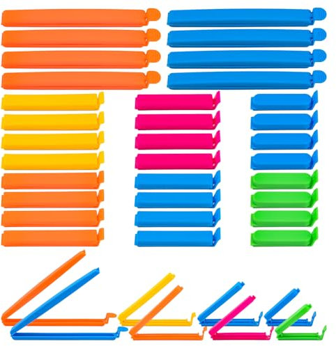 Annvchi Verschlussclips,32 Clips für Tüten,Tütenclips,Tütenverschlüsse,Verschlussclips für Beutel,Zum Verschließen von Süßigkeiten, Snacks usw.（7/9/11/16cm）