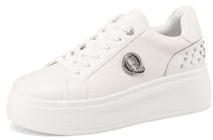 QUEEN HELENA Chaussures à plateforme Sneakers avec Strass pour Femme X31-11, Blanc, 39 EU
