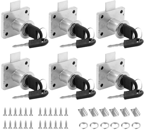 6 Sets 22mm Möbelschloss mit Schlüssel, Sicherheits Schrankschloss, Rostfreier Stahl Spindschloss mit Schlüssel, Schrank Schloss für Möbel Schrank Briefkasten Schublade
