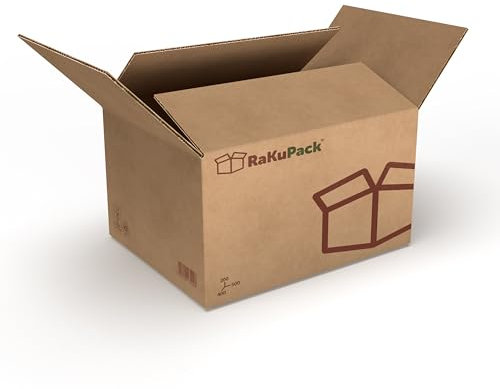 RaKuPack Versandkarton 50 Stück Faltkarton 500x400x200mm Innenmaß (50x40x20cm) Verpackungskarton bedruckt Warensendung Karton braun Faltschachtel Paket Versandschachtel Kartonage verschiedene Größen
