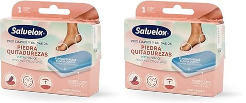 Salvelox ® | Piedra quitadurezas doble acción | Elimina las durezas y suaviza la piel para unos pies suaves y cuidados | 1 Unidad (Paquete de 2)