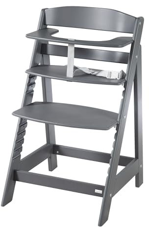 roba Treppenhochstuhl 'Sit Up Click 'N' Flex' - Mitwachsender Hochstuhl aus Holz - Innovativer Klickverschluss - Anthrazit