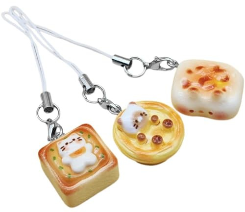 Ymxygz 3pcs/set Cute Japanese Simulation Cat Phone Charms Mobile Phone Keychain Kitten Pendant Animal Mobile Phone Chain Lanyard for Girls Boys