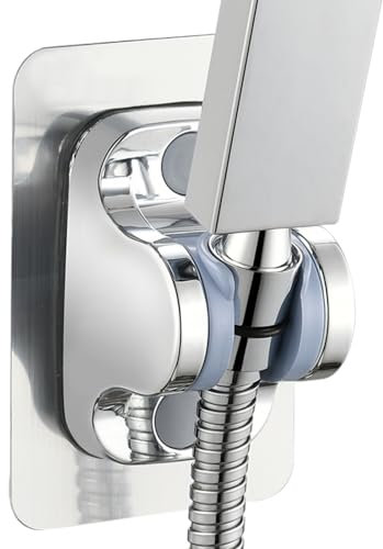 Soporte de Ducha Autoadhesivo Voolan, Ajustable e Impermeable para Cabezales de Ducha de Mano, Fuerte Adherencia, No Requiere Perforación para Montaje en Pared (Cromado)