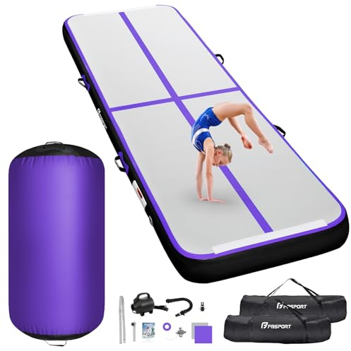 FBSPORT Airtrack Matte mit 100x60cm Air Roll, 10cm Hoch Verdicken 3M Tumbling Matte,Gymnastikmatte mit Luftpumpe,Trainingsmatte mit Tragetasche,Turnmatte für Zuhause, Outdoor,Yoga
