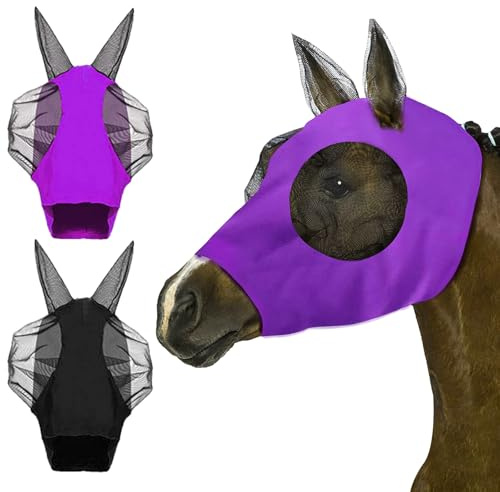 MLPKOI Maschera Antimosche per Cavallo, Stretch Horse Fly Mask, per la Protezione Ottimale del Cavallo, Maschera Mosche per Mosche con Protezione per le Orecchie, Super Comfort Stretchy