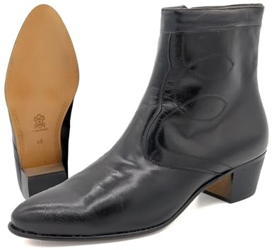 MARTTELY Uomo Stivali Business Scarpe con suola in pelle Cerniera Stivaletti con tacco, Nero , 45 EU