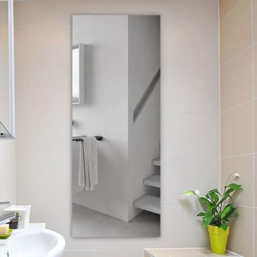 EXTRWORY Adhesivo de Pared con Espejo de Gran Formato 40cm x 122cm para Uso en Salón y Baño Material PET Resistente a la Humedad Fácil Instalación DIY