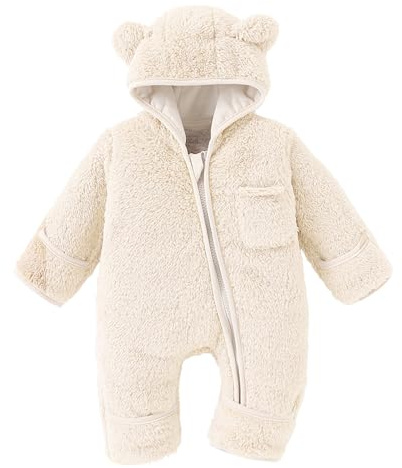 Genérico Traje de Pelele de Oso para bebé recién Nacido, Manoplas Plegables, Calcetines, Traje de Nieve de Invierno para niñas y niños, Ropa de Polar, Mono con Capucha
