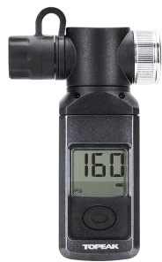 Topeak Shuttle Gauge Digital Tire Pressure Gauge – 300 PSI / 20.7 Bar High-Precision Gauge for Presta, Schrader & Dunlop Valves – Rotating Head, Air Release Button & Auto-Off Display