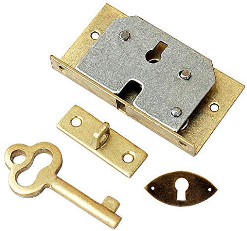 Scatola da incasso Scatola con serratura Chiusura con piastra in ottone invecchiato