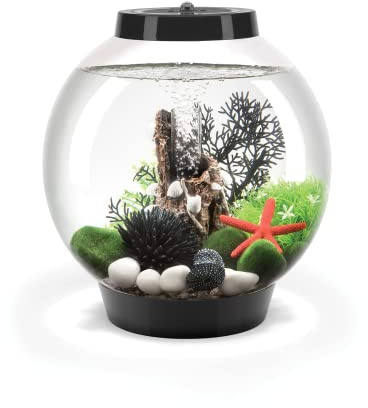 biOrb Classic 15 Acrylic Aquarium Black, MCR Multi-Colour Remote LED Lighting, Classic Fishbowl Fish Tank with 5-Step Filtration System, Easy Setup, With Air Pump, Filter Cartridge, Ceramic Media